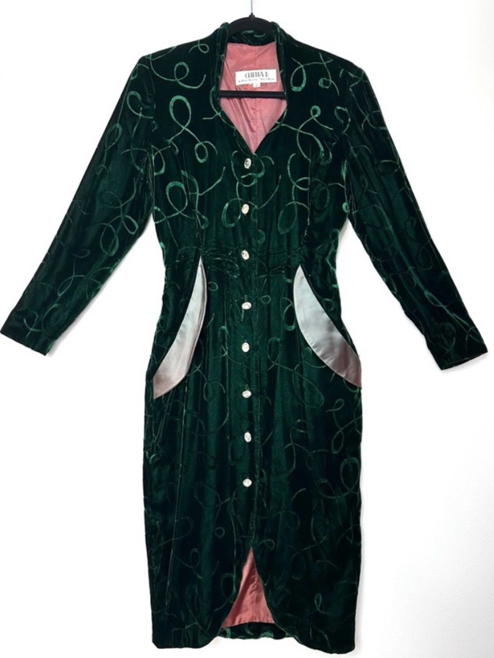 Forest Green Velvet Retro Coat Dress Whimsigoth Vampirecore Witchy Castlecore
